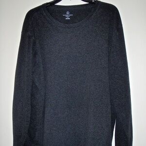 LANDS' END MENS DARK GREY LONG SLEEVED 100% COTTON PULLOVER SHIRT SIZE L